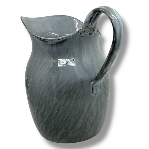 Grey Mottled Water Pitcher Rare Antique Agate Graniteware L & G Mfg Co Farmhouse - Picture 4 of 9