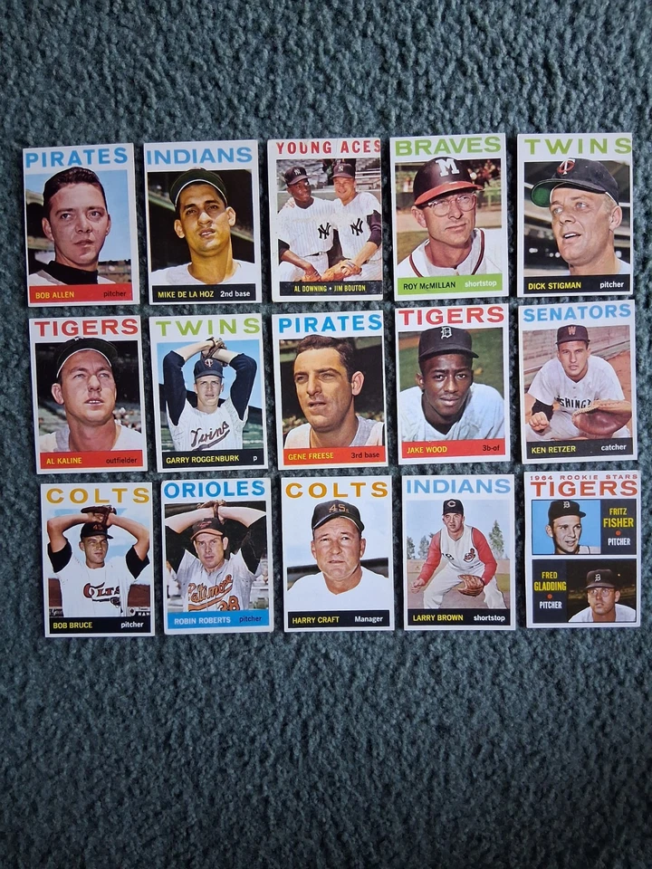 ¡Lote de juego de inicio de béisbol Topps 1964 (71/587) con estrellas, patio, radiocontrol, números altos! Foto 3 de 4