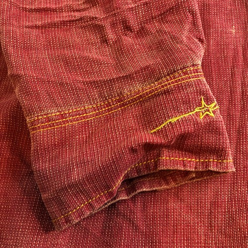 Ryan Michael Mens Shirt XXL Red Silk Linen Blend Pearl Snap Western Cowboy Rodeo - Picture 9 of 11