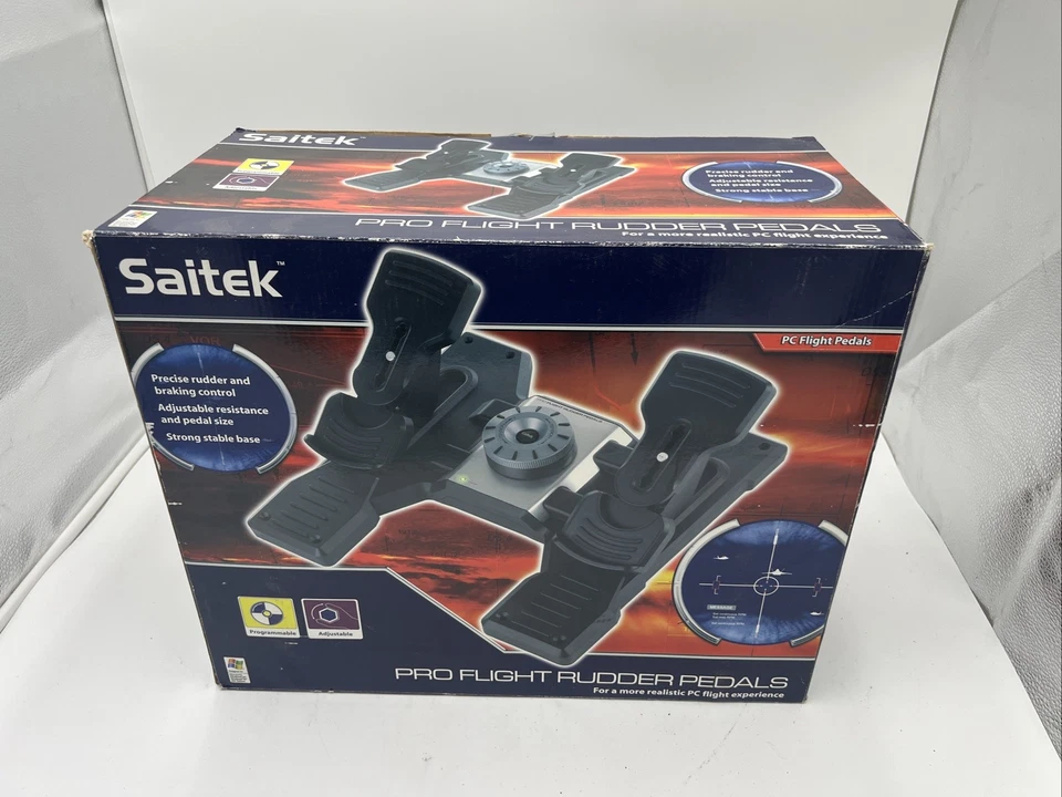 Pedales de vuelo Saitek Pro Flight Tidder para juegos PZ35 para PC NOS Foto 2 de 4