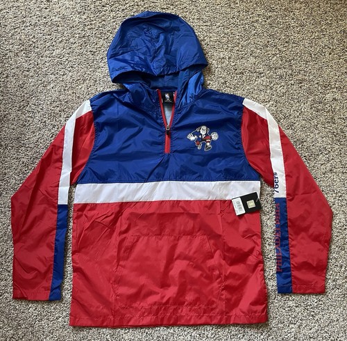 Neu mit Etikett Philadelphia 76ers Windbreaker Jugend Jungen Größe 18-20 (L-XL) Viertel-Reißverschluss Logo - Bild 1 von 8