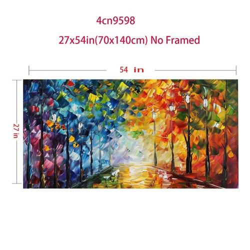 Pintura al óleo abstracta azul pintada a mano sobre lienzo paisaje decoración moderna del hogar - Imagen 5 de 6