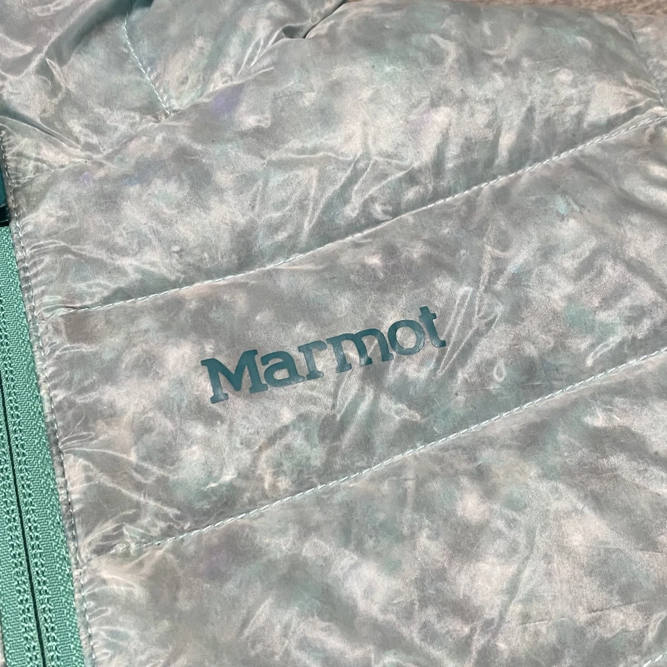 Marmot Down Jacket Girls Medium Green 550 Fill Hooded Puffer Winter Coat K77460 - Image 3 of 4