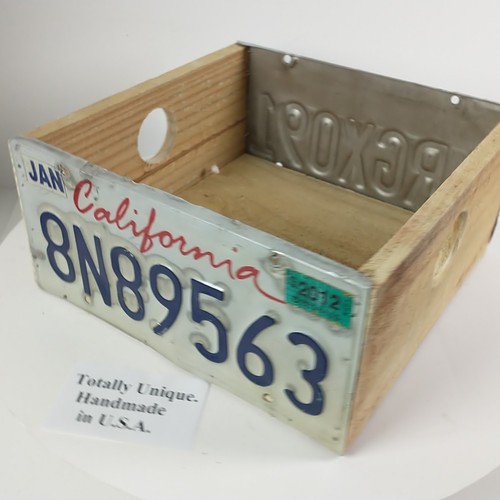 CA License Plate Wood Box Upcycled Wood, California Decor Storage - Handmade USA - Picture 8 of 12