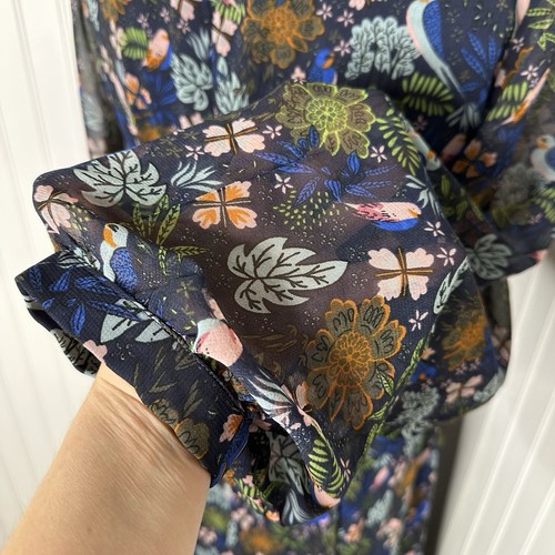 Maxi Vestido Wayward Fancies eShakti Talla 3X-24W Floral Pájaro Manga Larga Cottagecore - Imagen 9 de 18