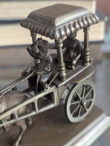 Vtg Brass Horse Cart Indian Tanga Carriage Statue Figurine Eastern Art Statue - Picture 6 of 23