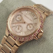 NEW Michael Kors Camille Rose Gold Pink Pave Glitz Watch MK7273 Box