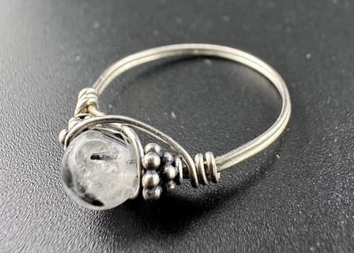 Vintage zierlicher Sterling Silber Ring mit Turmalinquarz Heilstein Kristall - Bild 3 von 4