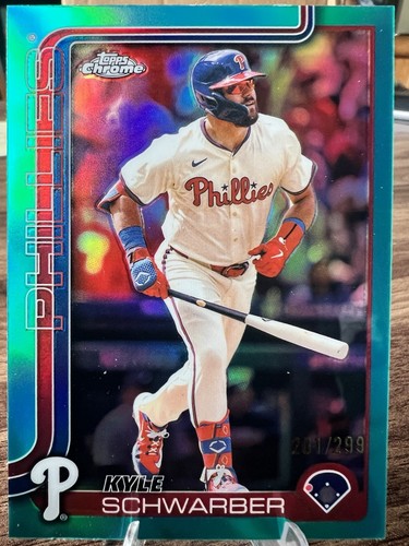 2025 Topps Chrome Kyle Schwarber Aqua Refractor 230/299
