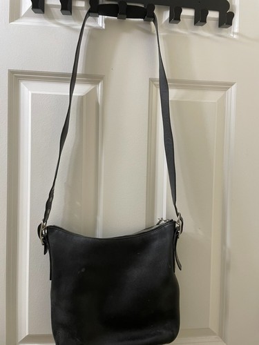 Coach Vintage Umhängetasche schwarz Leder schmal Legacy Crossbody verstellbar 9326