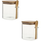  2pcs Gla -Gewürzbehälter Canisters mit Deckel Löffel Löffel Glas Glas