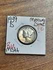 1939 D Mercury Dime Gem BU Uncirculated MS+ FB Full Bands Superb Coin (Raw16283)