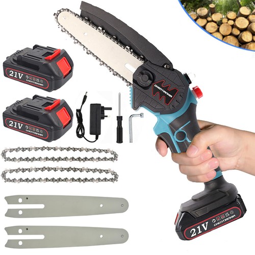 2 Battery 4000W Mini Chainsaw Cordless 6'' Electric One-Hand Saw Wood Cutter - Picture 2 of 14