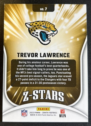 2023 Panini Zenith Trevor Lawrence Z-Stars Insert Jacksonville Jaguars - Bild 2 von 2