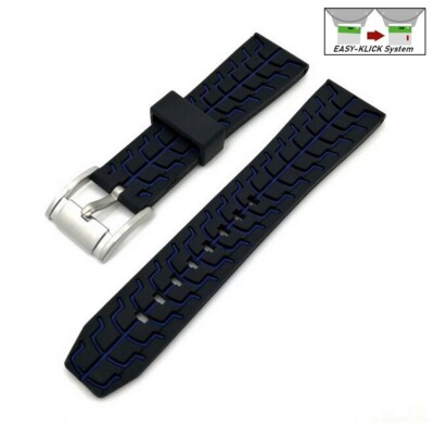 Premium Easy-Klick Rallye Silikon Uhrenarmband Modell Katar schwarz-blau 24 mm