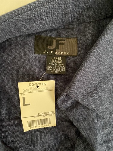 J. Ferrar Mens Plus Size L Blue Shirt Long Sleeve Button Front Large Grande NWT - Picture 5 of 5