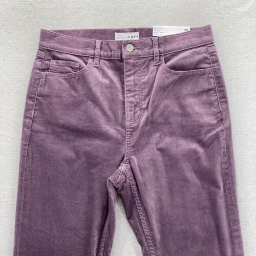 LOFT Corduroy Pants Women's 28/6 Petite Skinny Ankle Purple Stretch Fabric NWT - Picture 2 of 13