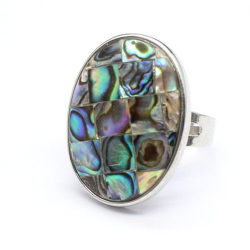 Natural Abalone Shell Ring Open Adjustable Men Women Jewelry Healing Reiki Gift - Picture 16 of 18
