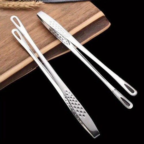 Stainless Steel Steak Clamp Food Clip Tongs Bread Meat BBQ Kitchen Cooking Tool - Picture 6 of 22