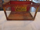 1920's Chiclets Metal and Glass Candy Store Display & 3 Vintage Product Tins