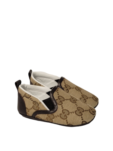 NIB New Gucci Baby GG Canvas Slip-On Sneakers Size 18 2.5