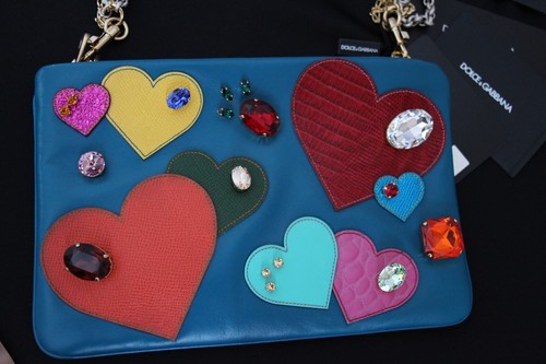 Dolce & Gabbana St. Valentine Cleo shoulder clutch / Teal Blue/ - Picture 10 of 18