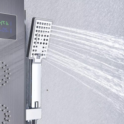 Pannello Doccia LED Acciaio Inox Rubinetto Doccia con Massaggio Nichel Silver/Nero Opaco - Foto 88 di 162