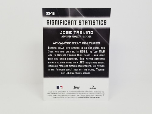 2023 Topps #SS-18 Jose Trevino, New York Yankees - Significant Statistics Insert - Picture 2 of 2