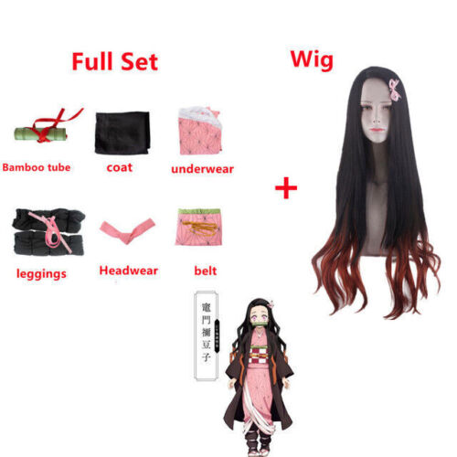 Anime Cosplay Costumes Kamado Nezuko Costume Demon Slayer Kimetsu No Yaiba Wigs - Picture 15 of 26