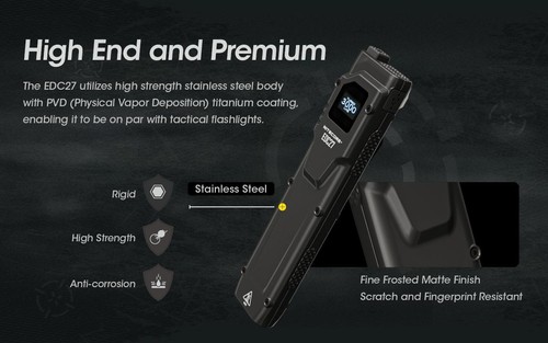Nitecore EDC27 3000 Lumen USB Rechargeable Slim Body LED Flashlight w/charger - Picture 5 of 22