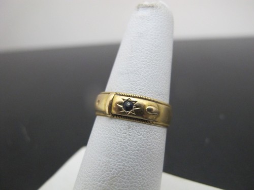 VICTORIAN 14k Yellow Gold BELT BUCKLE Sapphire Starburst Eternal Love Ring - Picture 4 of 6