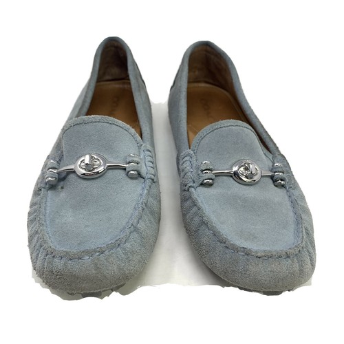 COACH Arlene Shoes Flat Loafers Women Calf Suede Light Blue Size 8.5B - 第 2/11 張圖片