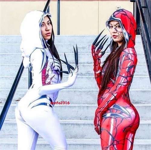 Costume cosplay Venom Spider Gwen Stacy donna tuta body vestito Halloween - Foto 3 di 13