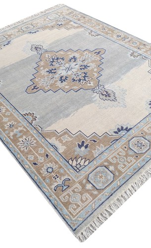 Wollteppich traditionell handgeknüpft orientalisches Design, beige grau 8x10 - 7158 - Bild 7 von 7