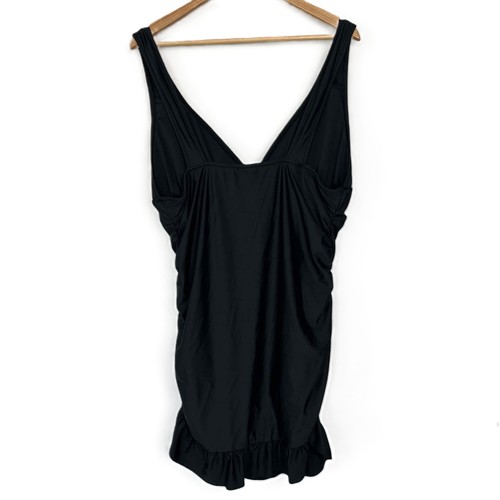 NUEVO CON ETIQUETAS J.Crew Talla 18 Vestido de Baño Negro de Una Pieza Cuello en V Acanalado Traje de Baño  - Imagen 2 de 13