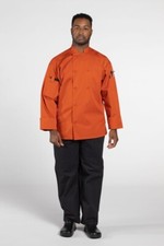 Uncommon Threads 0706-8001 Unisex Pulse Chef Coat Orange - Extra Small