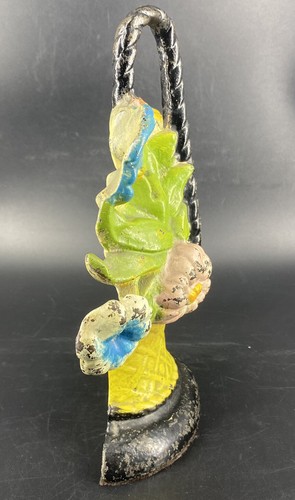 Antique Hubley 9.5” Colorful Flower Bouquet Basket Door Stop Cast Iron #120 - Picture 6 of 14