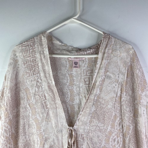 Victorias Secret Top One Size Pink Geometric Print Front Tie Swim Cover Robe - Picture 3 of 6