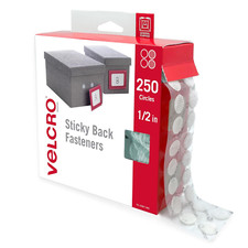 VELCRO Brand Dots with Adhesive  250Pk, White  Small 1/2 Inch Circles  Sticky