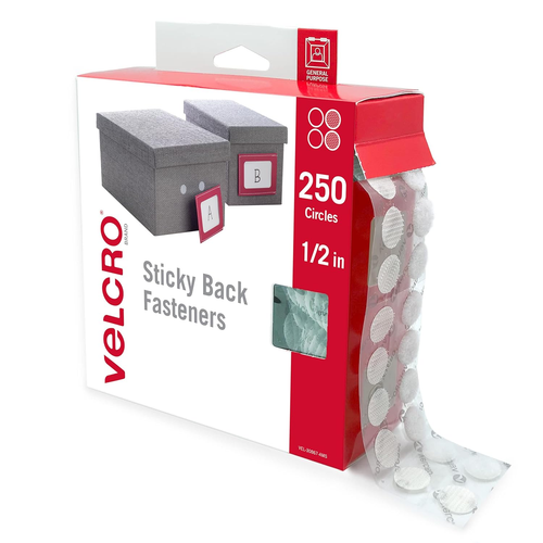 Puntos marca VELCRO con adhesivo | 250Pk, blanco | círculos pequeños de 1/2 pulgada | pegajosos - Imagen 1 de 13