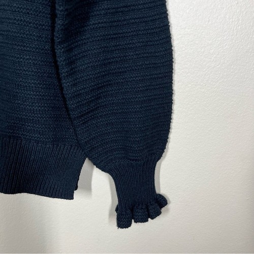 Suéter Pullover Madewell Cuello Volantes en Algodón-Hilo Merino Negro Talla Pequeña - Imagen 4 de 9