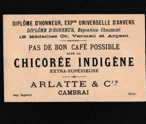Achicoria indígena adv. tarjeta comercial vintage - Promesa para el sordo Ma - Imagen 2 de 2