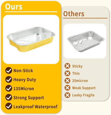 Heavy Duty Aluminum Foil Pans - 20 Pack Half Size Deep Baking Dishes For Roasting & Meal Prep