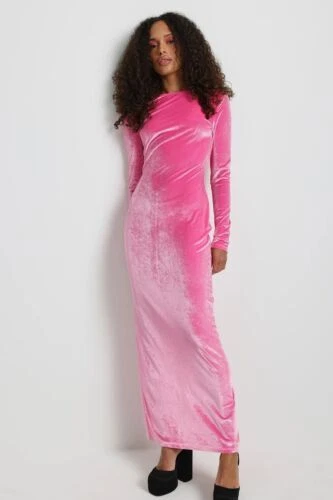 Pink velvet sales long dress
