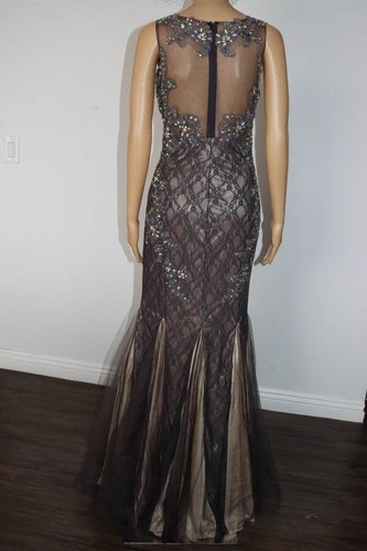 Schönes graues Spitzenkleid Perlen Braut Ball Abendkleid Größe S - Bild 3 von 3