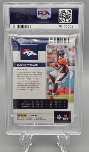 2021 Javonte Williams Contenders Optic Rookie GREEN PULSAR /30 Broncos PSA 9 - Picture 2 of 3