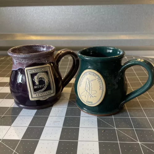 1996 2001 Mendocino Music Festival Coffee Mug Lot  Deneen Art Pottery