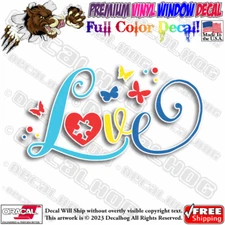 Autism Love Autism Awareness Full Color Car Truck Window Vinyl Decal Sticker.