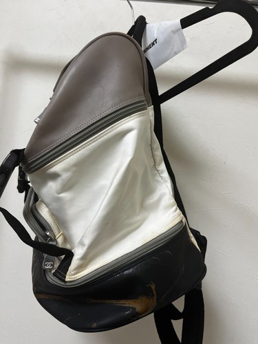 Authentic Chanel Sports Line Nylon Leather Backpack White Gray - Picture 7 of 9