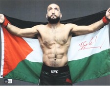 Belal Muhammad Signed UFC Champion Poster & Trunks (Beckett)